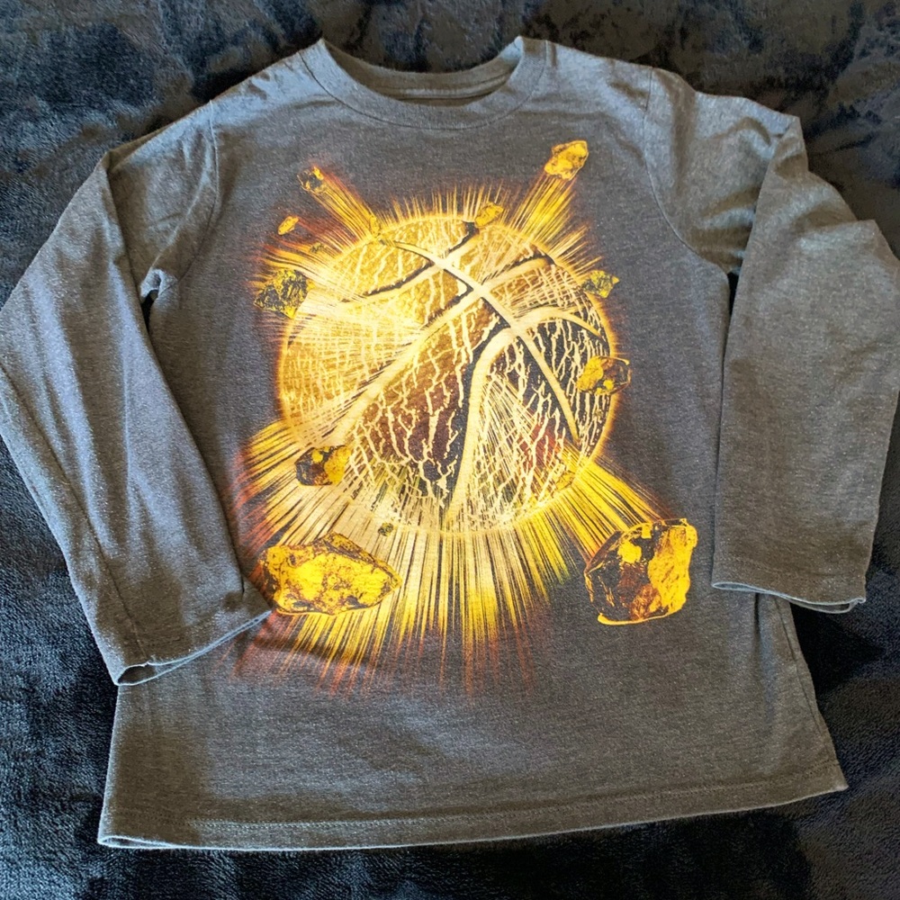 Boys long sleeve golden basketball Shirt